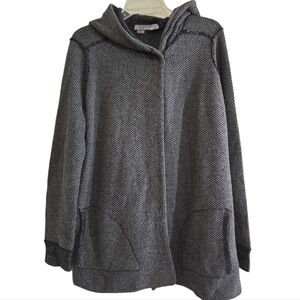 360Sweater One Snap Hooded Cardigan Sweater Large Wool Cashmere Blend